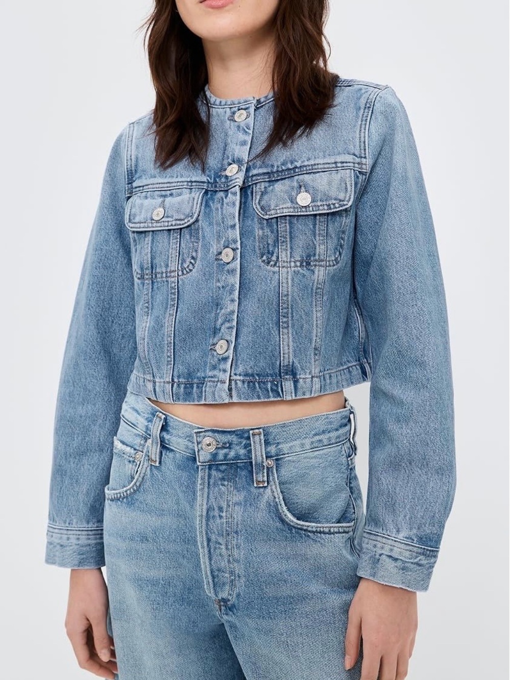 NWT Citizens of Humanity Devin Collarless Denim Jacket Cecil Wash Medium